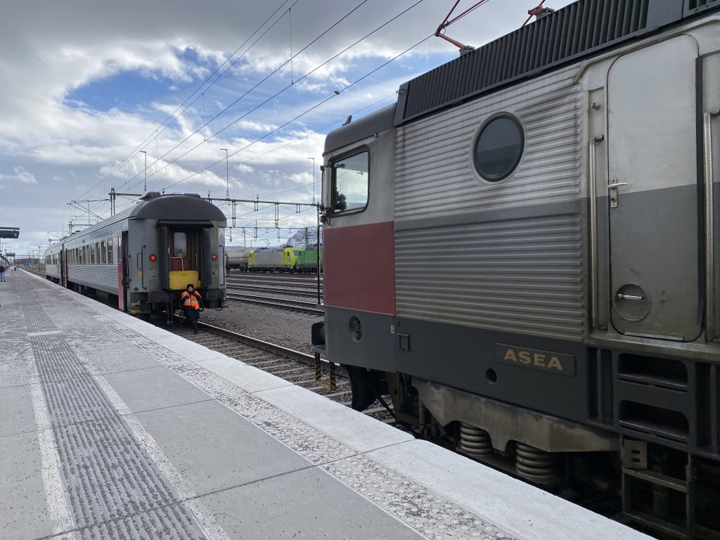 Train running around at Kiruna